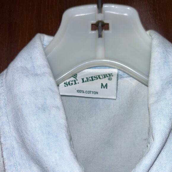 Vintage SGT. Leisure Embroidered Kona Sleeveless Denim Shirt Top USA medium - Picture 6 of 9